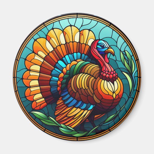 Erntedank Glass Türkei Magnet (Vorne)