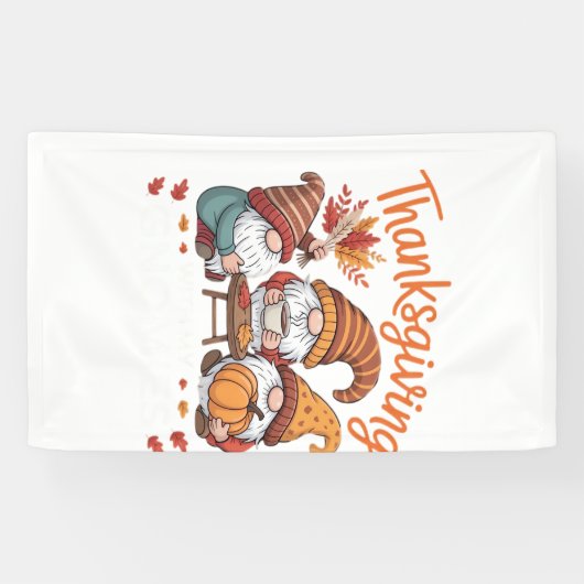 Erntedank-Gnom Herbst-Leopard Truthahn Wesentliche Banner (Horizontal)