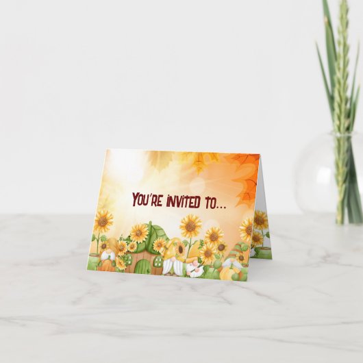 Erntedank Gnome Einladung (Vorderseite)