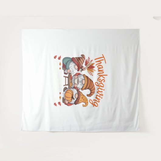 Erntedank Gnome Fall Leopard Türkei Essential T Wandteppich (Vorderseite (Horizontal))