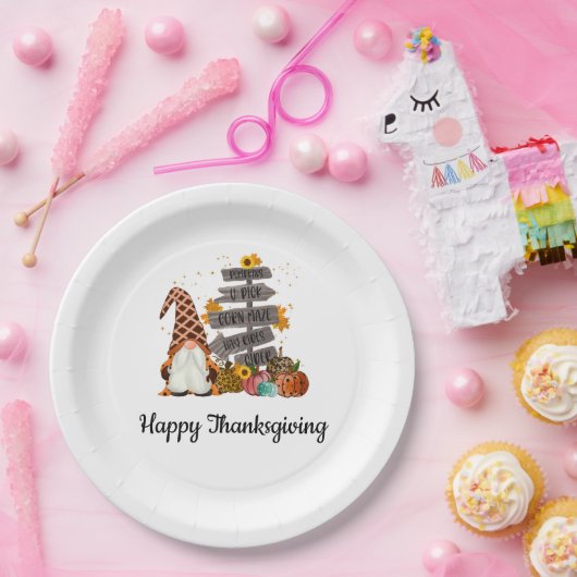 Erntedank Gnome, Herbst, Herbst, Pumpkins Party Pappteller (Party)