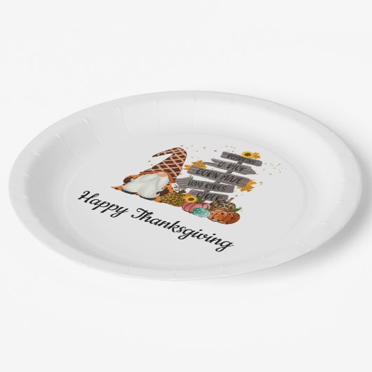 Erntedank Gnome, Herbst, Herbst, Pumpkins Party Pappteller (Schrägansicht)