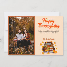 Erntedank Gnome Picture Flat Holiday Card Feiertagskarte