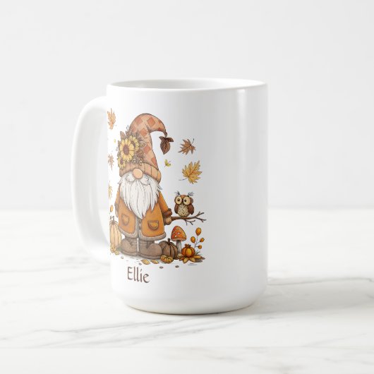 Erntedank Gnome Pumpkin Herbstleaves Kaffeetasse (Vorderseite Links)
