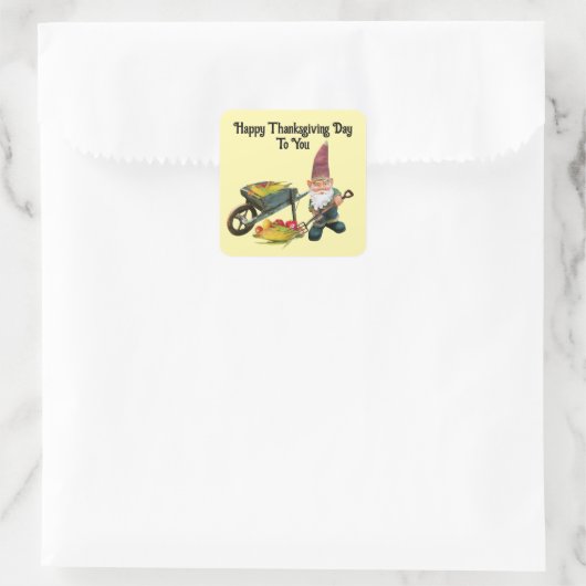 Erntedank Gnome Square Sticker (Tasche)