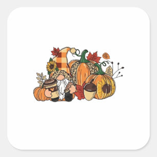 Erntedank Gnomes Herbstlaubs Gnomes Funny Fall Quadratischer Aufkleber
