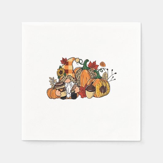 Erntedank Gnomes Herbstlaubs Gnomes Funny Fall Serviette (Vorderseite)