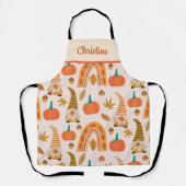 Erntedank Gnomes mit Kürbis und Blätter-Namen Schürze (Vorderseite)
