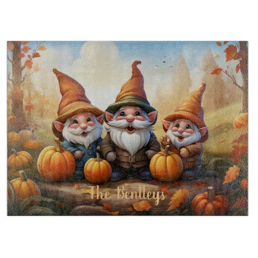 Erntedank Gnomes Personalisiert Schneidebrett (Vorderseite)