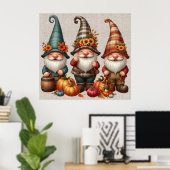Erntedank Gnomes Trio Art Poster (Heimbüro)