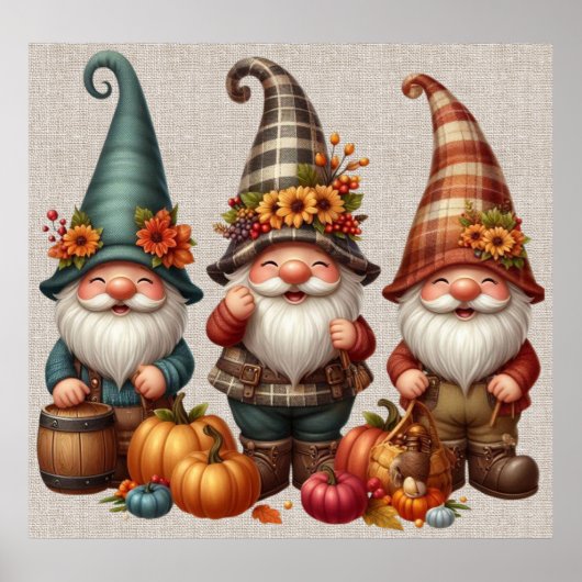 Erntedank Gnomes Trio Art Poster (Vorne)