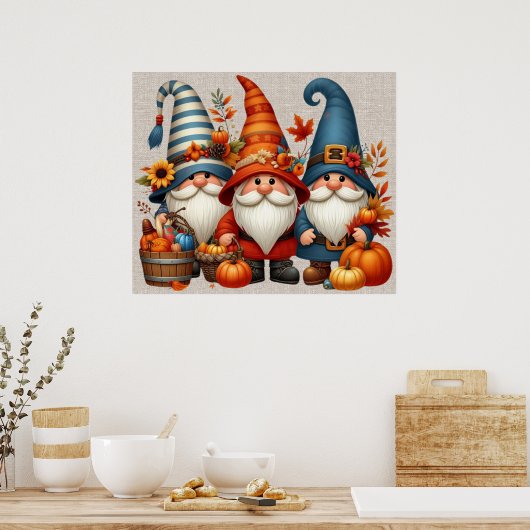 Erntedank Gnomes Trio Art Poster (Küche)
