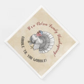 Erntedank "Gobble, bis du wackelst!" Truthahn Serviette (Ecke)