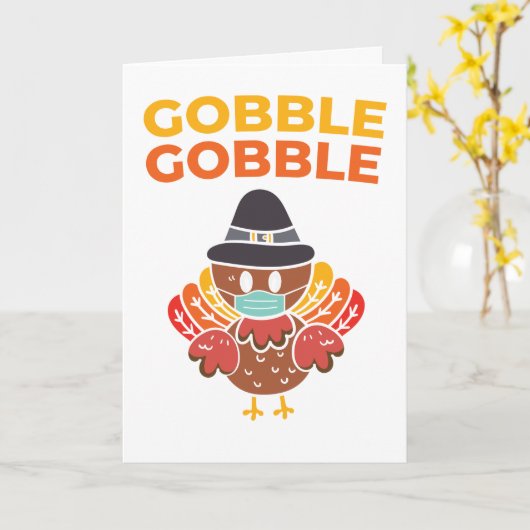 Erntedank Gobble Gobble Funny Turkey Mask Karte (Gelbe Blume)