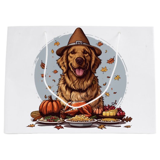Erntedank Golden Retriever Dog Große Geschenktüte (Vorderseite)