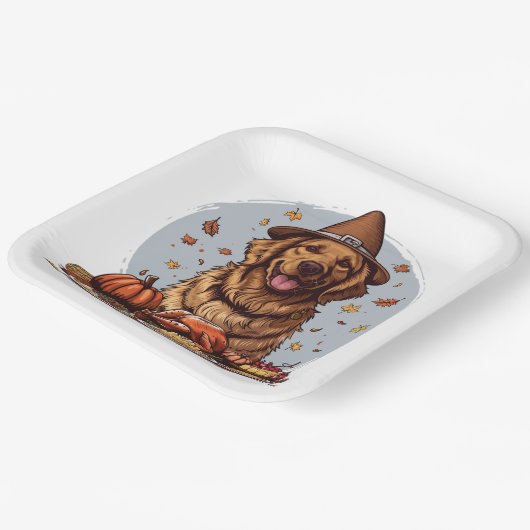 Erntedank Golden Retriever Dog Pappteller (Gewinkelt)