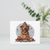 Erntedank Golden Retriever Dog Postkarte (Stehend Vorderseite)