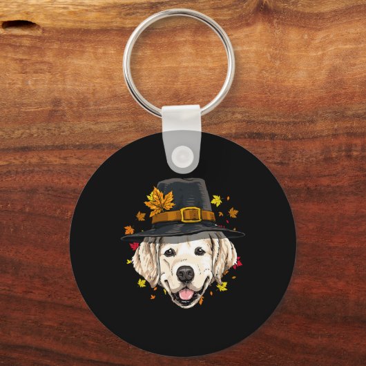 Erntedank Golden Retriever Pilgriever Türkei Day A Schlüsselanhänger (Vorderseite)