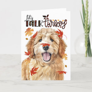 Erntedank Goldendoodle Dog Sprechen wir mit der Tü Feiertagskarte