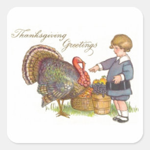 Erntedank Greetings Quadratischer Aufkleber