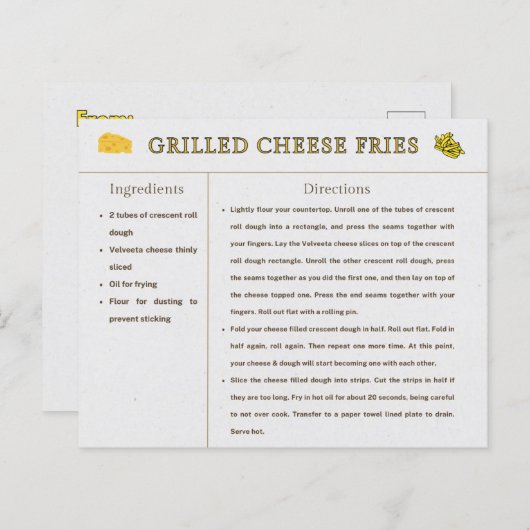Erntedank "Grillkäse Fries Recipe Card" (Vorne/Hinten)