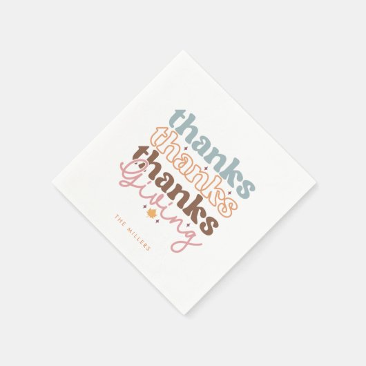 Erntedank Groovy Typografie Design Serviette (Ecke)