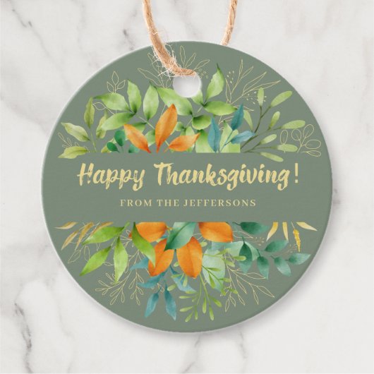 Erntedank Grüner Herbst lässt Wasserfarbenfall Geschenkanhänger (Vorderseite)