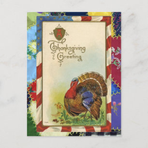 Erntedank-Grüße im Vintage-Stil & Quilt-Postkarte Feiertagspostkarte