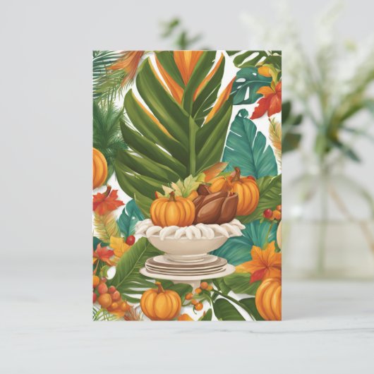 Erntedank Grüße - Tropischer Stil Dankeskarte (Stehend Vorderseite)