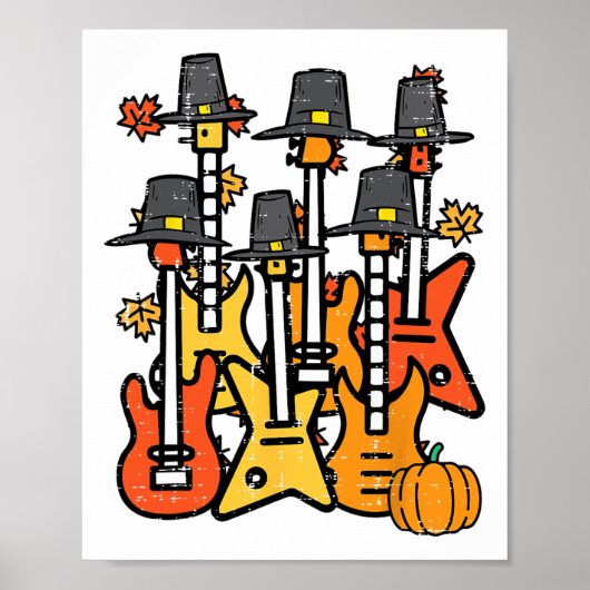 Erntedank Guitars Fall Rock Music Riocker Men B Poster (Vorne)