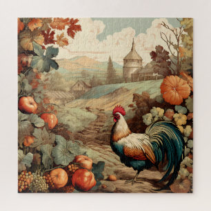 Erntedank-Hahn Farm Scheune Herbstfarben Puzzle