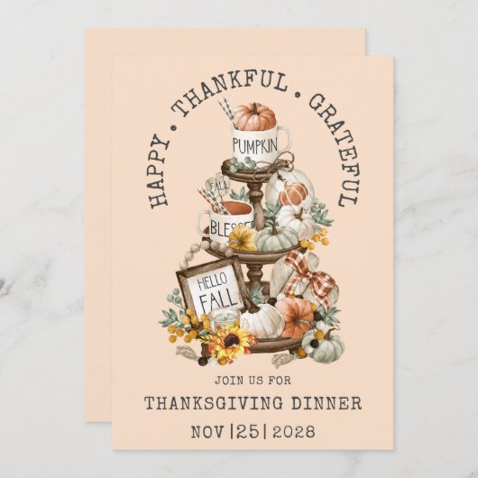 Erntedank Hallo Herbst Einladung (Vorne/Hinten)