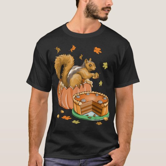 Erntedank Halloween Pumpkin Eichhörnchen Funn T-Shirt (Vorderseite)