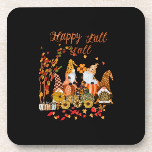 Erntedank Happy Fall Yall Gnome Leopard Getränkeuntersetzer (Vorderseite)
