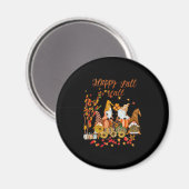 Erntedank Happy Fall Yall Gnome Leopard Magnet (Vorderseite/Rückseite)