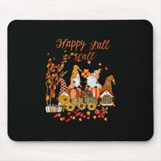 Erntedank Happy Fall Yall Gnome Leopard Mousepad (Vorne)