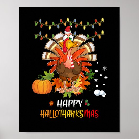 Erntedank Happy Hallothanksmas Pumpkin Poster (Vorne)