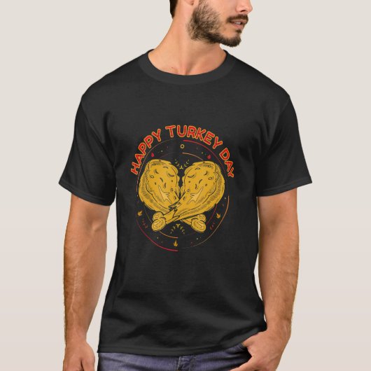 Erntedank Happy Turkey Day Erntedank T-Shirt (Vorderseite)