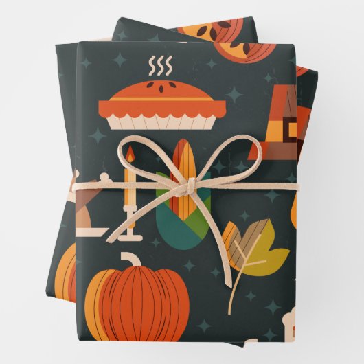 Erntedank Happy Turkey Day Mustergeschenk Geschenkpapier Set (Beispiel)