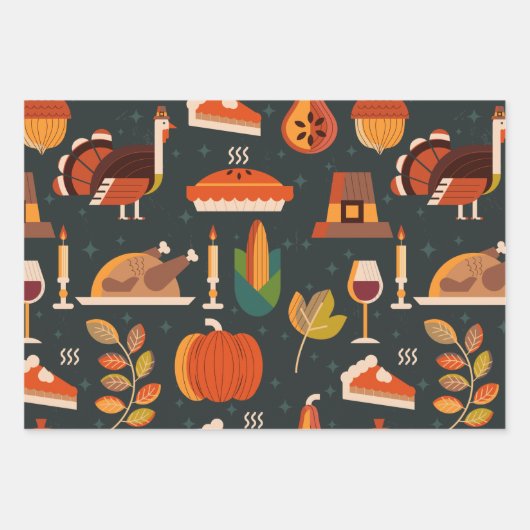 Erntedank Happy Turkey Day Mustergeschenk Geschenkpapier Set (Vorderseite)