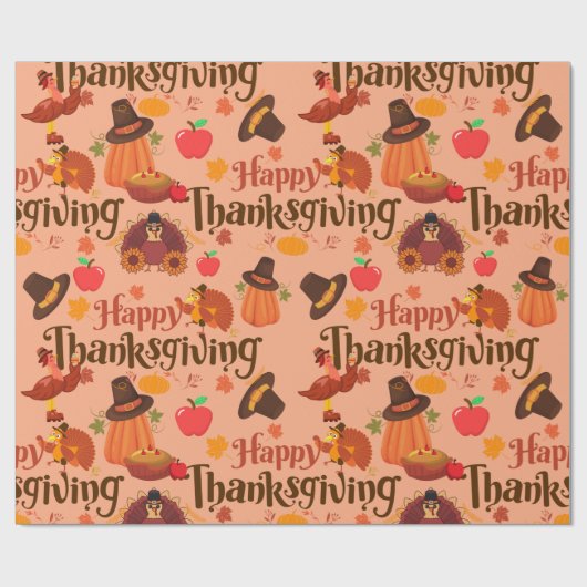 Erntedank Happy Turkey Day Pumpkin Muster Geschenk Geschenkpapier (Flach)