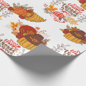Erntedank Happy Turkey Day Pumpkin Muster Geschenk Geschenkpapier (Ecke)