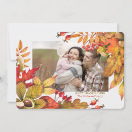 Erntedank Harvest Blätter Berries Horz Foto Feiertagskarte