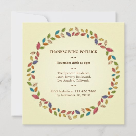 Erntedank Harvest Blätter Potluck Party Einladung (Vorderseite)