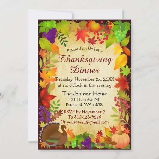 Erntedank Harvest Einladung (Vorderseite)