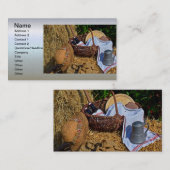 Erntedank Harvest Szene mit Strohhut - Korb Visitenkarte (Vorne/Hinten)