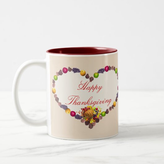 Erntedank Heart Zweifarbige Tasse (Links)