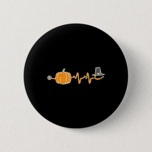 Erntedank Heartbeat Pumpkin Stethoscope Fall Sc Button