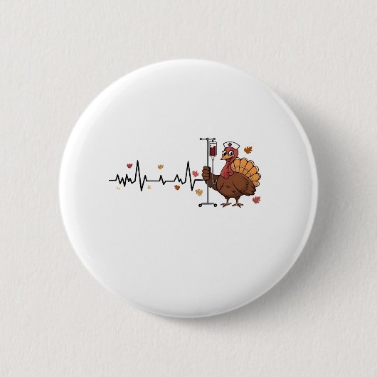 Erntedank Heartbeat Türkei Nurse Pulsfall RN Button (Vorderseite)