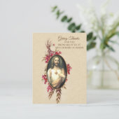 Erntedank Heiliges Herz Jesu Herbst Blühen Postkarte (Stehend Vorderseite)